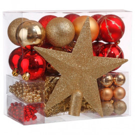 Feeric Christmas Tree Decoration Kit 44 piece Red/Gold Color  