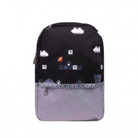 نينتندو حقيبة ظهر مدرسية بطبعة سوبر ماريو 8Bit ، لون أسود/رمادي. 