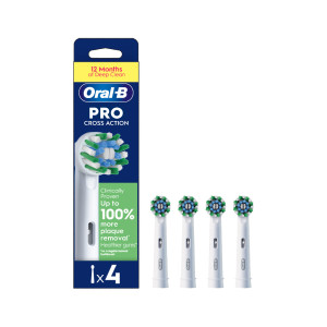 أورال-بي رؤوس فرشاة Vitality CrossAction، متوافق مع فرشاة أسنان Oral-B Vitality، عبوة 4 قطع، أبيض