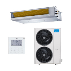 مايديا مكيف دكت 4 طن 48,000 وحدة، تصميم نحيف داخل الحائط، لون أبيض.