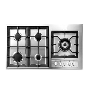 فاير غاز هايتك طباخ غاز بلت إن 90 سم، 5 مواقد، ستانلس ستيل.