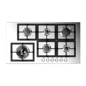 فاير غاز هايتك طباخ غاز بلت إن 90 سم، 6 مواقد، ستانلس ستيل.