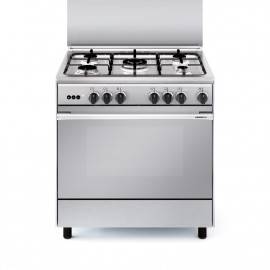 Glem Gas Oven Free Standing 5 Burners, Size 80*60 Cm, Capacity 109 Ltr, Stainless Steel. 