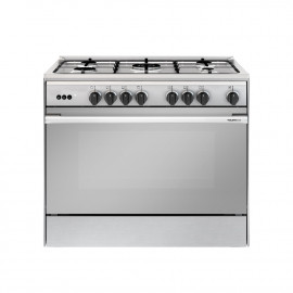 Glem Gas Oven Free Standing 5 Burners, Size 90*60 Cm, Capacity 114 Ltr, Stainless Steel. 