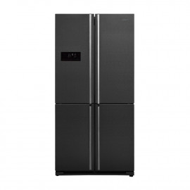 Smart Refrigerator 4 Door Gross 577 Ltr, External Electronic Control Screen, Tempered Glass Shelves Adjustable, Black Stainless. 