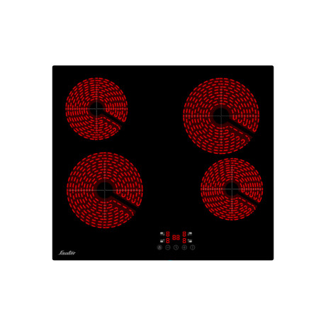  سوترطباخ كهربائي زجاج حراري بلت إن 60 سم، 4 مواقد كهربائية، زجاج أسود. 