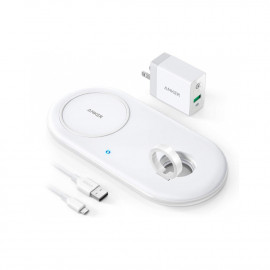 Anker Wireless Charging Pad PowerWave 2 in 1 with Watch Charging Holder for Apple Watch White Color 