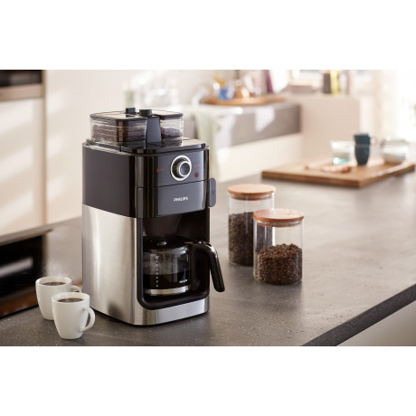 ماكينة قهوة مفلترة طحن وتحضير 1000 واط 1.2 لتر اعداد 12 كوب لون أسود ومعدن HD7769/00 من Philips 