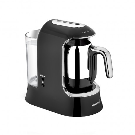  Korkmaz Turkish Coffee Machine 700W, with Water Tank 1.2 Liter, Prepare up to 4 Cups, Black/Chrome Color. 
