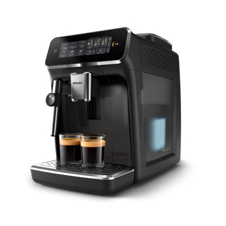  فيليبس ماكينة قهوة أوتوماتيكية سلسلة 3300 مع مكثف حليب كلاسيكي، أسود لامع 
