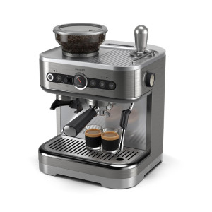 فيليبس ماكينة إسبريسو نصف أوتوماتيكية Barista Brew مع مطحنة مدمجة، فضي