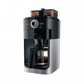 Filter Coffee Machine (Grind & Brew) 1000W, Glass Bowl 1.2 liter, Prepare up to 12 Cups, Black/Metal Color from Philips 