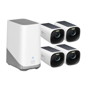 يوفي كاميرا مراقبة خارجية eufyCam 3 طقم 1+4 بدقة 4K أبيض وأسود