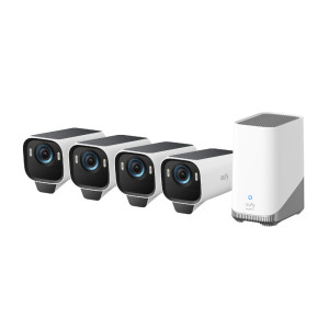 يوفي كاميرا مراقبة خارجية S3 Pro بدقة 4K تعمل بالطاقة الشمسية لون أبيض وأسود