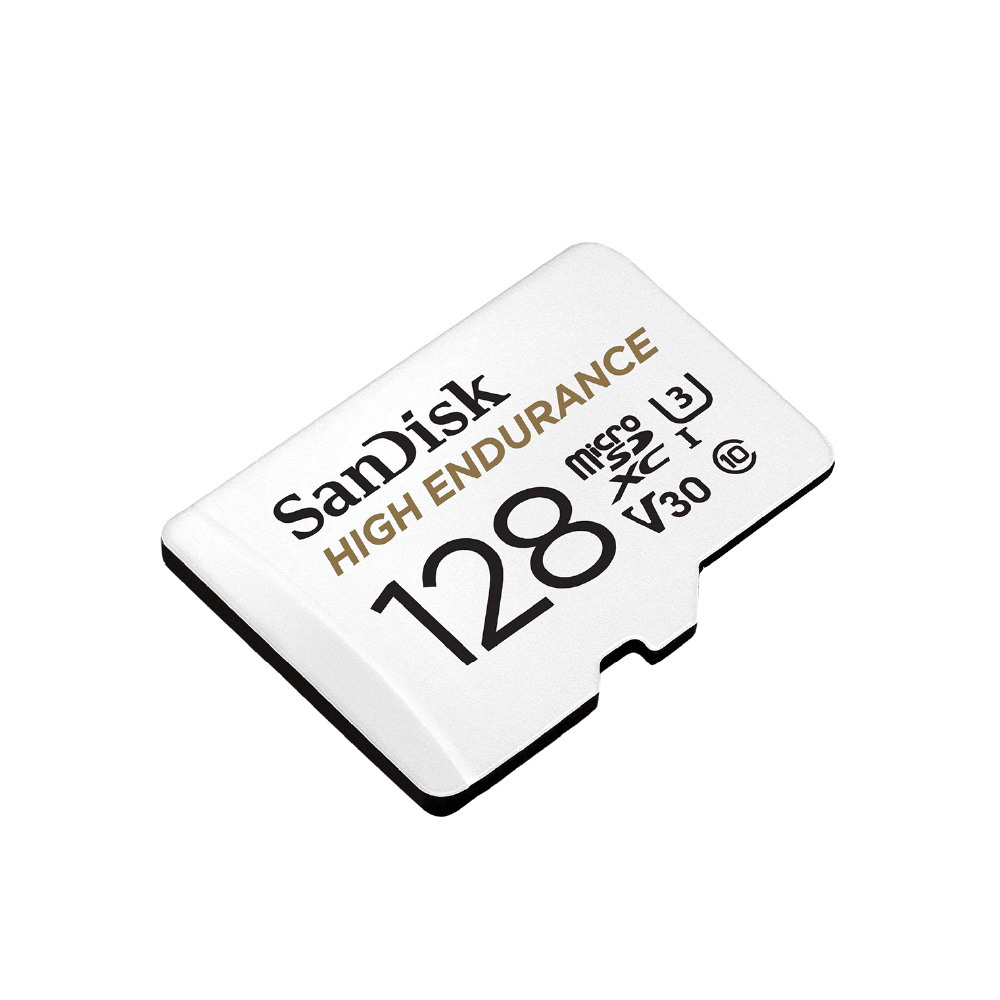 بطاقة ذاكرة سانديسك MicroSD سعة 128 جيجابايت موديل SDSQQVR-0128G-GN6IA أقصى قدرة تحمل 60000 ساعة مع محول SD