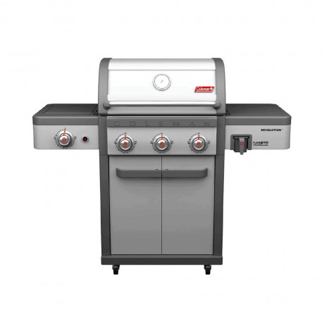  Coleman Gas BBQ Grill 3 Burners ,Separate Side Burner, Drawer for Oil ,53500 BTU Stainless Steel 