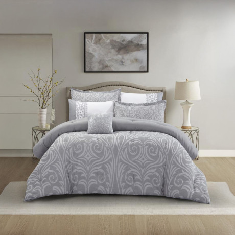  ويل غطاء وملاءة سرير TAILOR JACQUARD بقياس 260×240 سم – رمادي 