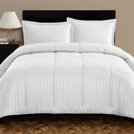  ويل طقم غطاء سرير وشراشف CHIC ULTRASTRIPE 6 قطع مقاس 260x240 سم لون أبيض 