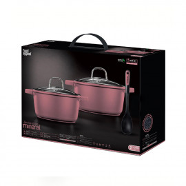 Cookware Set 5 pieces (Pots : 20+24 cm, Ladle) Mineral Vintage Series Pink Color from food Appeal 