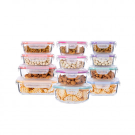 Container Set 12 pieces with Different Sizes Glass Gloc Series Transparent Color from Food Appeal 