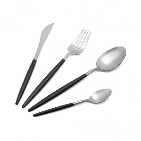   Food Appeal Cutlery Set 24 Pcs Silver And Black 