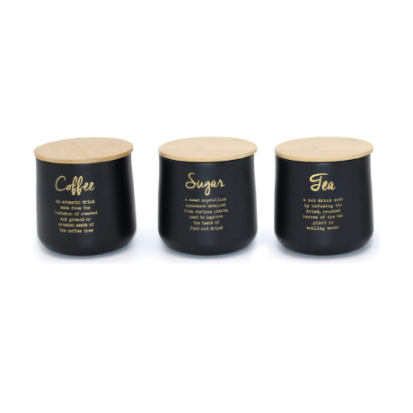  فود آبيل طقم تخزين شاي وقهوة وسكر Cozy Home لون أسود 