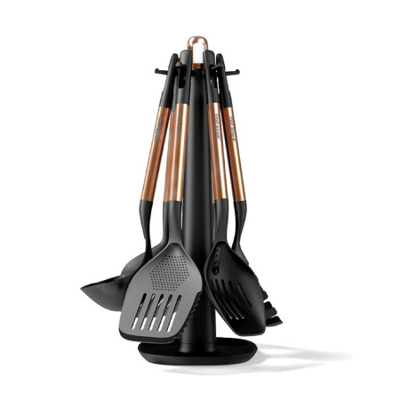  فود أبيل طقم أدوات مطبخ مع ستاند 7 قطع، من سلسلة URBAN، لون ذهبي. 