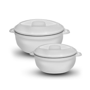 فود أبيل طقم قدور الحفاظ على حرارة الطعام 3.5 + 5.5 لتر لون ابيض