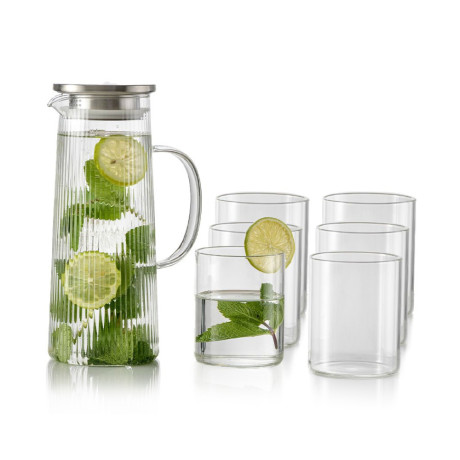  فود آبيل طقم إبريق وأكواب Cayman زجاج شفاف 