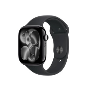 أبل ساعة Watch Series 11 GPS قياس 46مم هيكل Jet Black مع سوار Black Sport