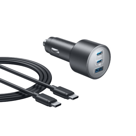  أنكر شاحن سيارة USB-C ثلاثي المنافذ مع مجموعة كابلات بقدرة 167.5 واط لون رمادي 