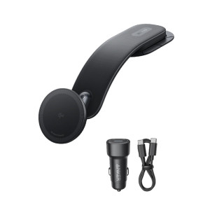 أنكر شاحن سيارة لاسلكي مع حامل معدني لون أسود