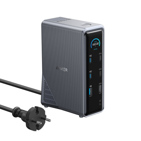  أنكر قاعدة توصيل Prime ‏14 في 1 مع شاشتين بقدرة 160 واط لون رمادي 