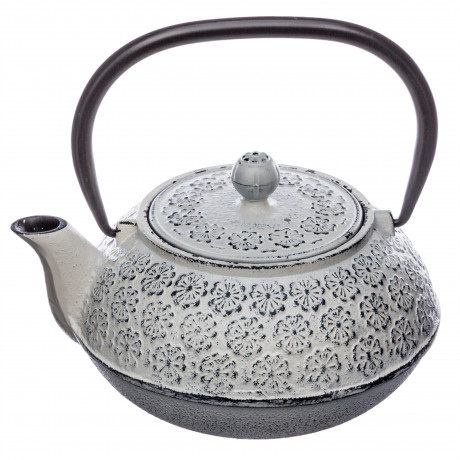 SG Teapot 1 Liter, Cast Iron, Silver & Black Color. 