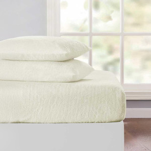 ويل ملف فرشة شيربا VALOR WOOLY IVORY مقاس كينغ 200×200+30 سم، أبيض