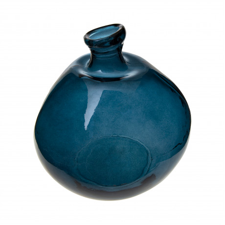  Atmosphera Round Vase Glass 33cm, Navy Color. 
