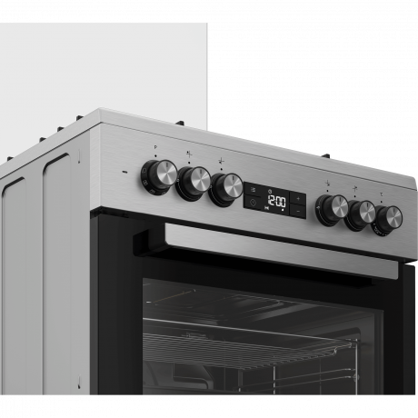  Beko Oven Free Standing Gas/Electric 4 Burners, Size 60*60 Cm, Capacity 72 Ltr, Stainless Steel. 