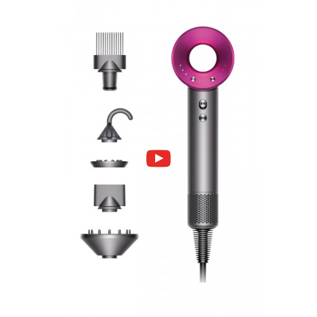  Dyson Hair Dryer 1600W Supersonic ,3 Speed Settings, 4 Heat Settings, Nickel/Fushi Color. 