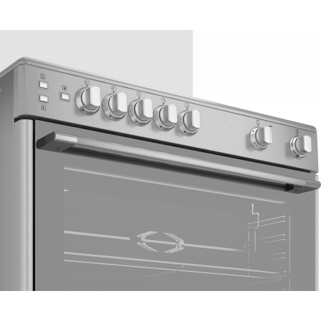  Beko Oven Free Standing 5 Burners, Size 90*60 Cm, Capacity 111 Ltr, Stainless Steel. 