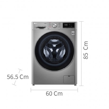  LG Washer Capacity 9 kg, 14 Programs, Inverter Direct Drive AI Motor, Dark Stainless. 