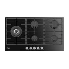 فاير غاز برولاين طباخ غاز بلت إن 90 سم، 5 مواقد، زجاج أسود.