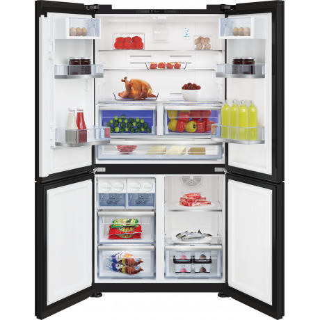  Beko Refrigerator 4 Door Capacity 580 Ltr, Inverter Compressor Save Energy, Black Glass. 