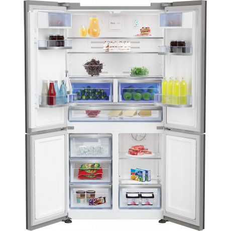 Beko Refrigerator 4 Door Gross 624 Ltr, Inverter Compressor Save Energy, Water Dispenser, Automatic Ice Maker, ​Silver Color 
