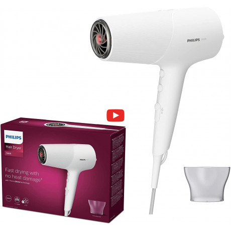  Philips Hair Dryer 2100W with ThermoShield Technology, 6 Heat and Speed Settings, White Color. 