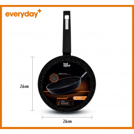  Food Appeal Frypan 26cm, EveryDay Plus Series, Black Color. 