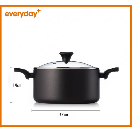  فود أبيل طنجرة طبخ حجم 32 سم سعة 10.5 لتر سلسلة Everyday Plus لون أسود. 