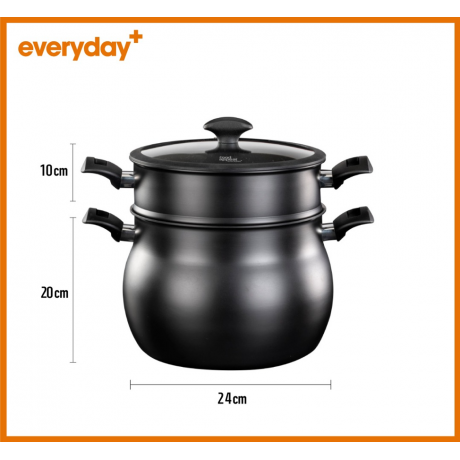  Food Appeal Maftoul And Steaming Pot Set EVERYDAY PLUS, Black. 