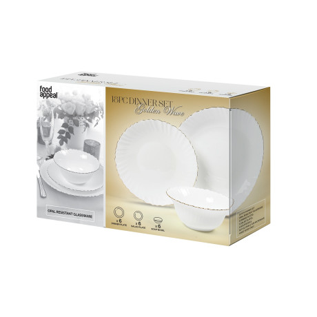 طقم أطباق عشاء 18 قطعة GOLDEN WAVE 7290115622140 من Food Appeal 