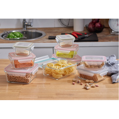 Container Set 12 pieces with Different Sizes Glass Gloc Series Transparent Color from Food Appeal 