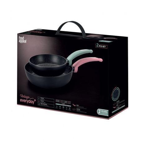 Pan Set 2 pieces (20+26 cm) EveryDay Plus Series Black Color from Food Appeal 